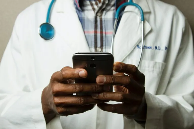 facial recognition doctor phone face human man person