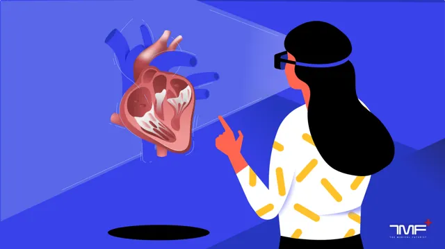 tmf VR AR MR virtual reality, augmented reality, extended reality, woman, headset, organ, heart